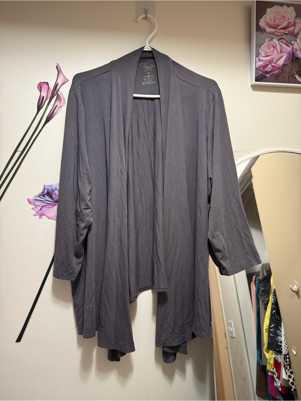 Blue Sky Charcoal Open-Front Women's Cardigan